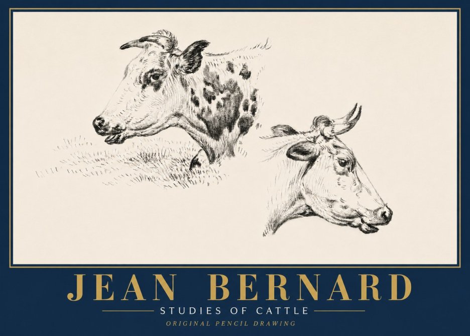 Jean Bernard Studies of Cattle I No6 - Juliste