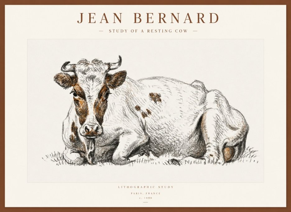 Jean Bernard Study of a Resting Cow III No1 - Juliste