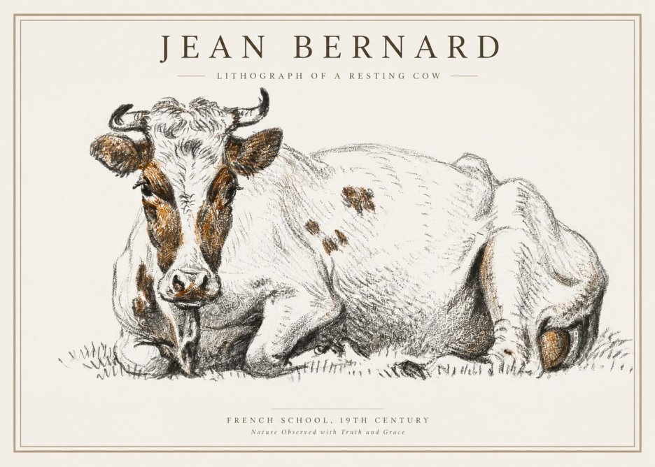 Jean Bernard Study of a Resting Cow III No2 - Juliste