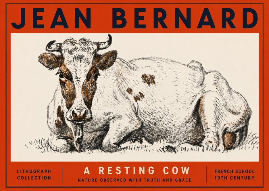 Jean Bernard Study of a Resting Cow III No3 - Juliste