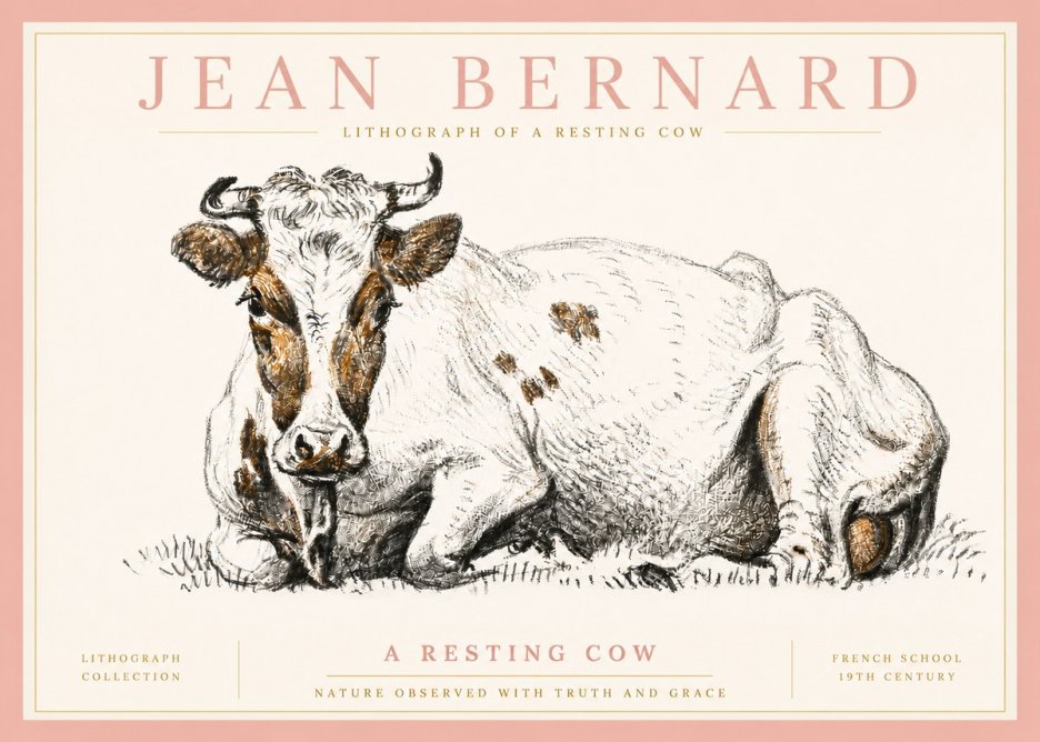 Jean Bernard Study of a Resting Cow III No5 - Juliste