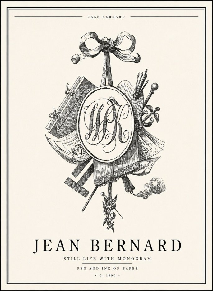 Jean Bernard Still Life with Monogram No1 - Juliste