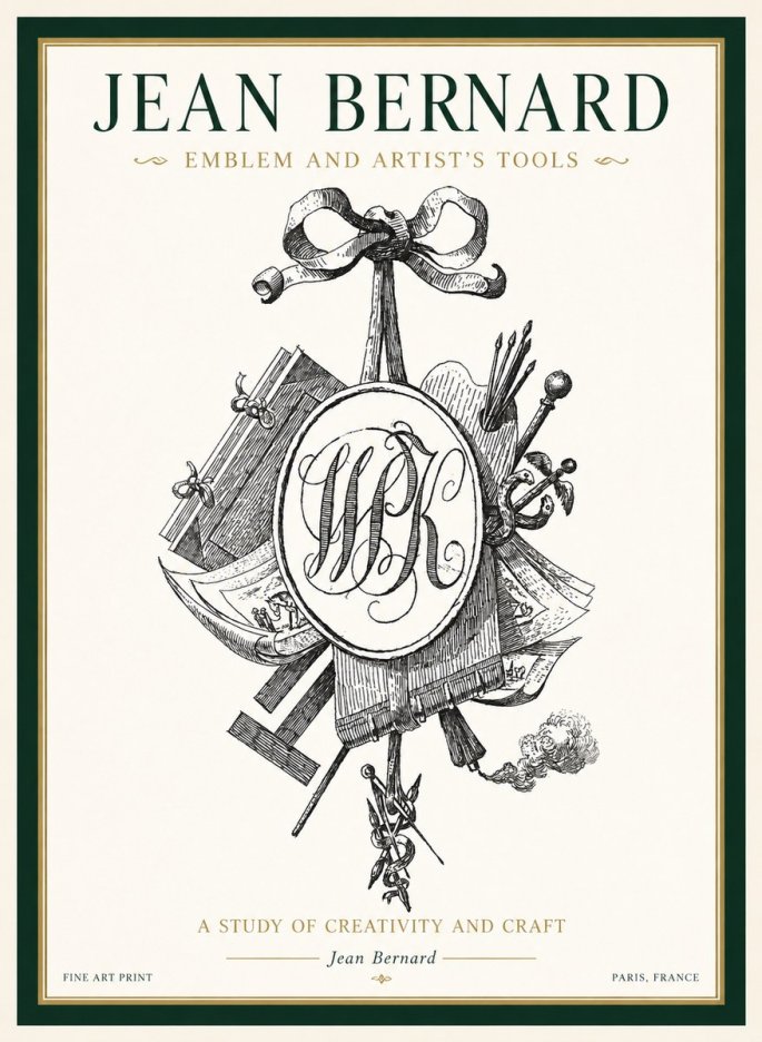 Jean Bernard Still Life with Monogram No2 - Juliste