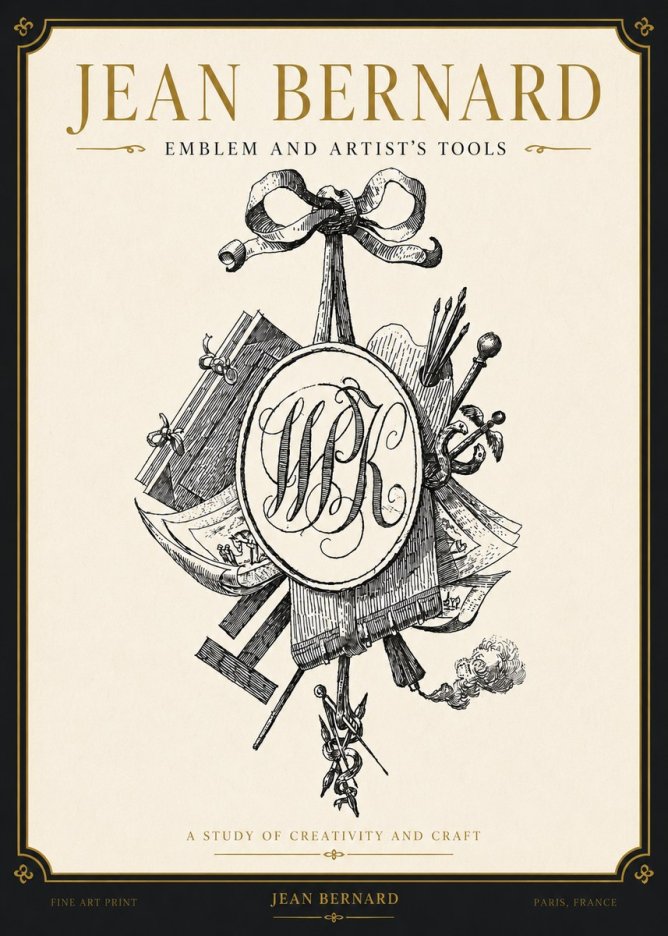 Jean Bernard Still Life with Monogram No4 - Juliste