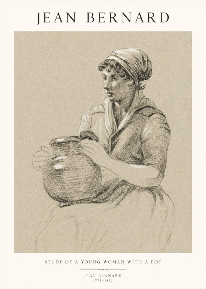 Jean Bernard Study of a Young Woman with a Pot No1 - Juliste