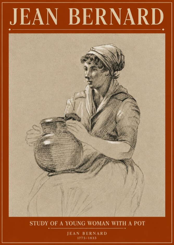 Jean Bernard Study of a Young Woman with a Pot No3 - Juliste
