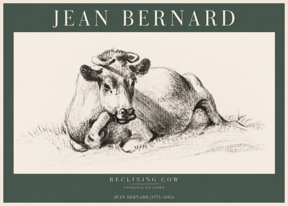 Jean Bernard Reclining Cow I No2 - Juliste