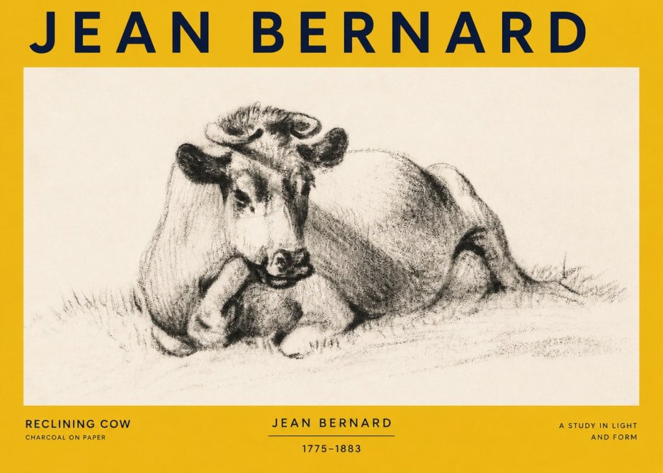 Jean Bernard Reclining Cow I No3 - Juliste