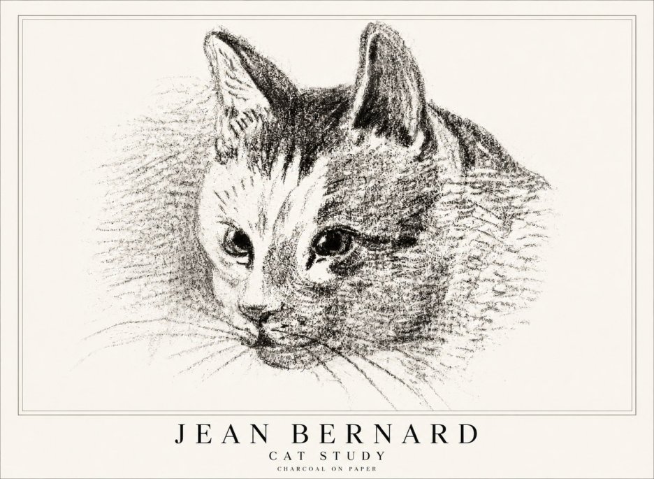 Jean Bernard Cat Study III No1 - Juliste