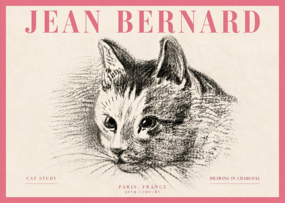 Jean Bernard Cat Study III No5 - Juliste