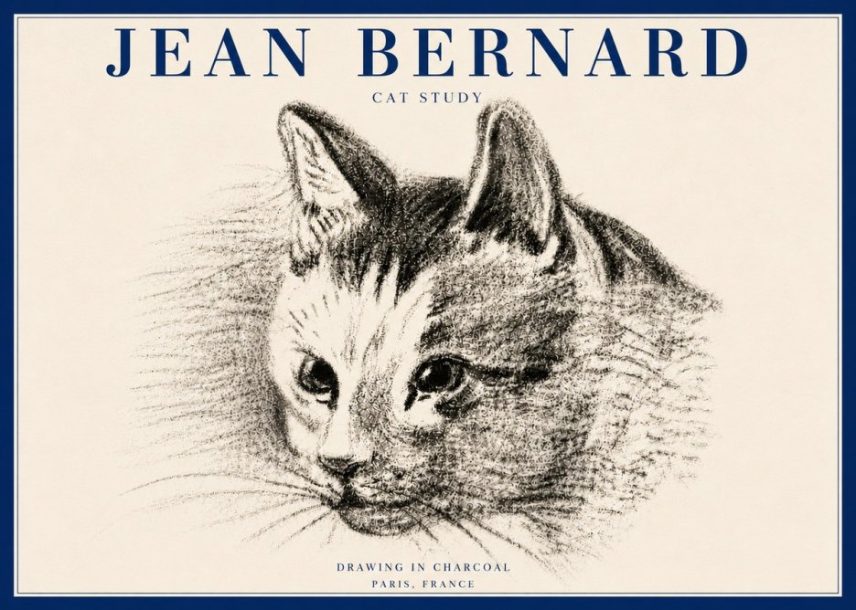 Jean Bernard Cat Study III No6 - Juliste
