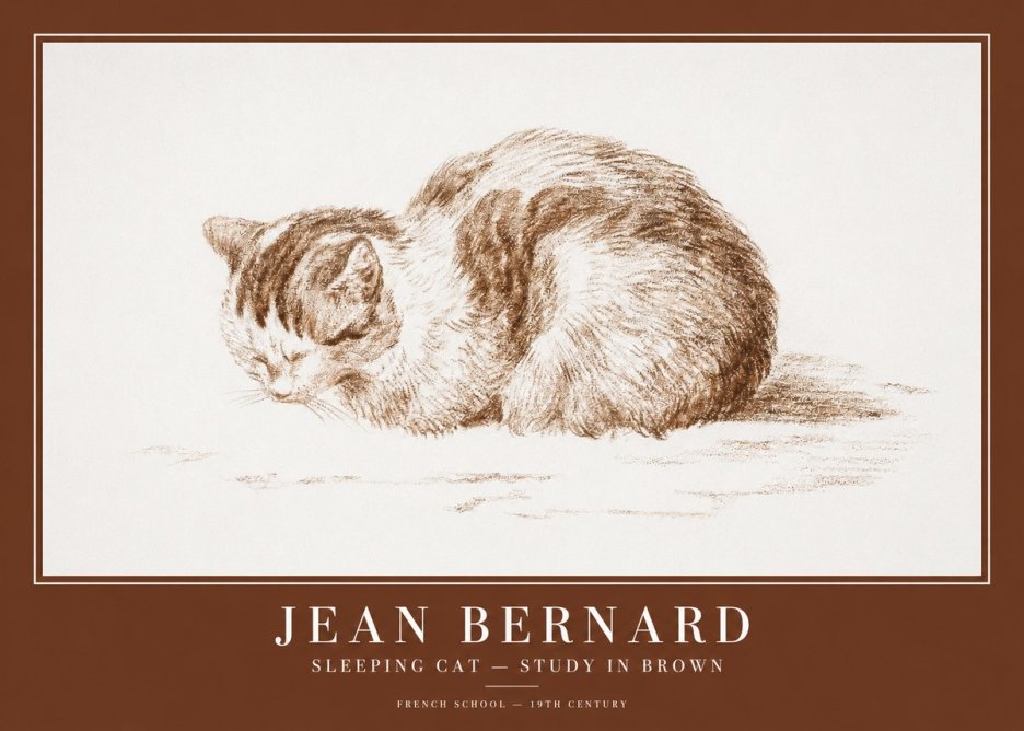 Jean Bernard Sleeping Cat — Study in Brown No1 - Juliste
