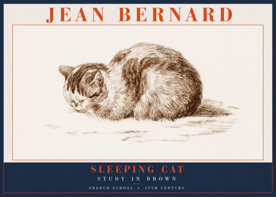 Jean Bernard Sleeping Cat — Study in Brown No2 - Juliste