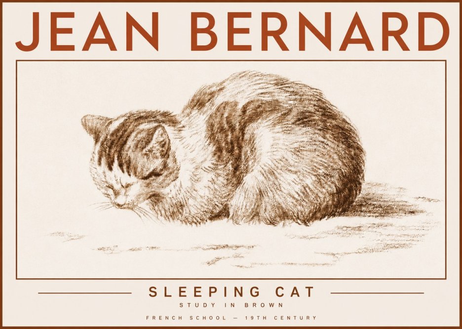 Jean Bernard Sleeping Cat — Study in Brown No4 - Juliste