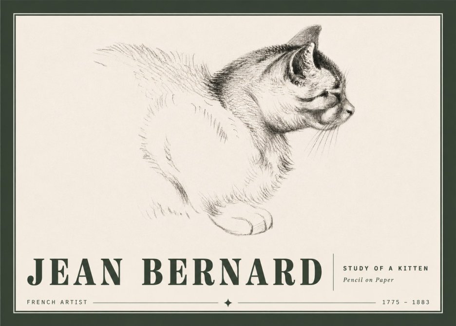 Jean Bernard Study of a Kitten II No5 - Juliste