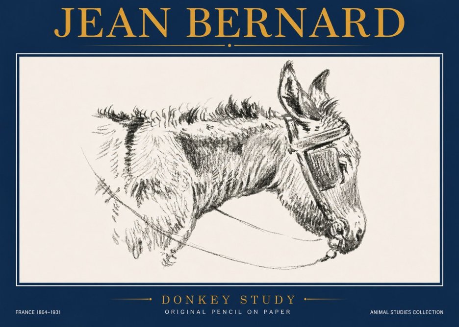 Jean Bernard Donkey Study II No4 - Juliste
