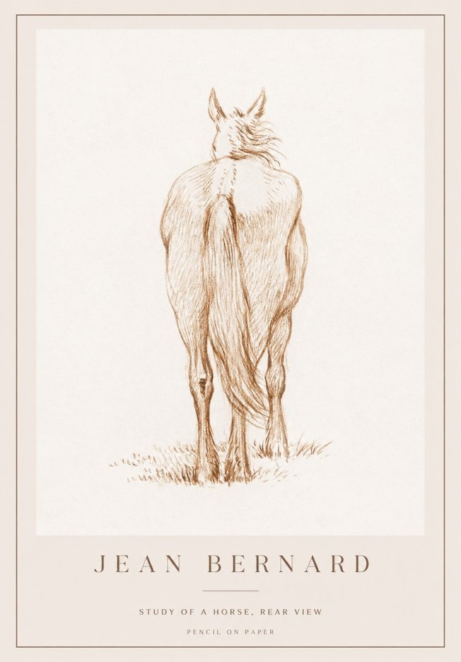 Jean Bernard Study of a Horse, Rear View No1 - Juliste