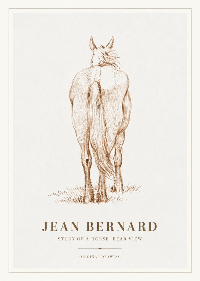 Jean Bernard Study of a Horse, Rear View No2 - Juliste