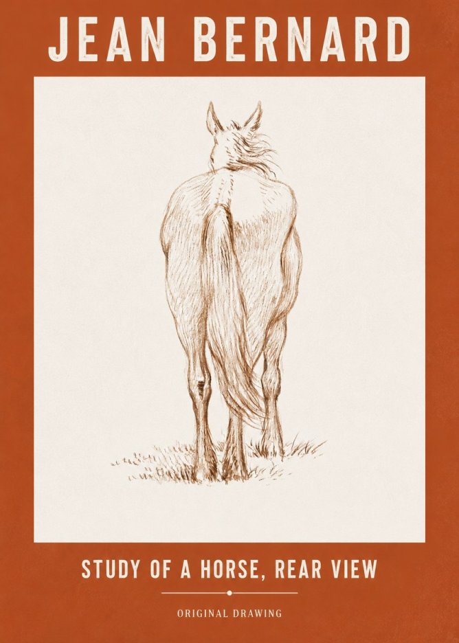 Jean Bernard Study of a Horse, Rear View No3 - Juliste