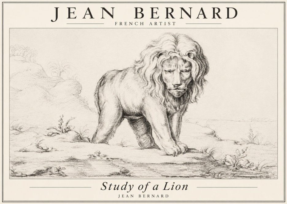 Jean Bernard Study of a Lion I No3 - Juliste