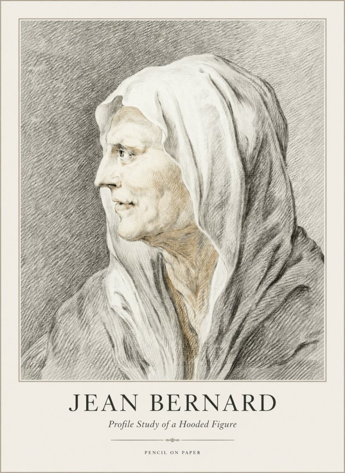 Jean Bernard Profile Study of a Hooded Figure No1 - Juliste