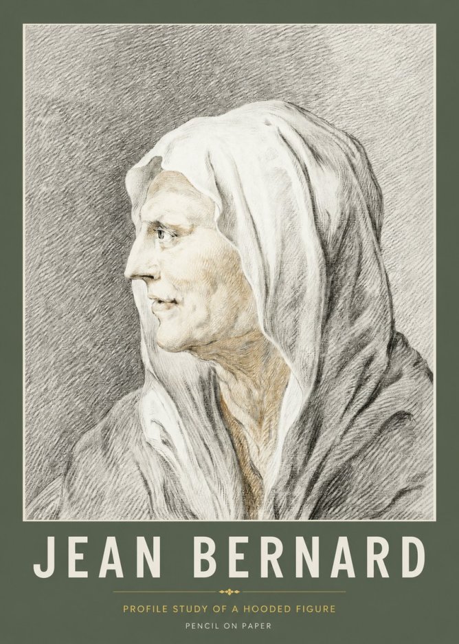 Jean Bernard Profile Study of a Hooded Figure No2 - Juliste