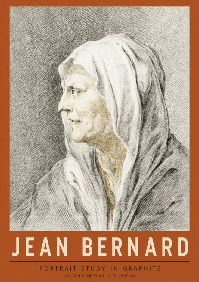 Jean Bernard Profile Study of a Hooded Figure No4 - Juliste