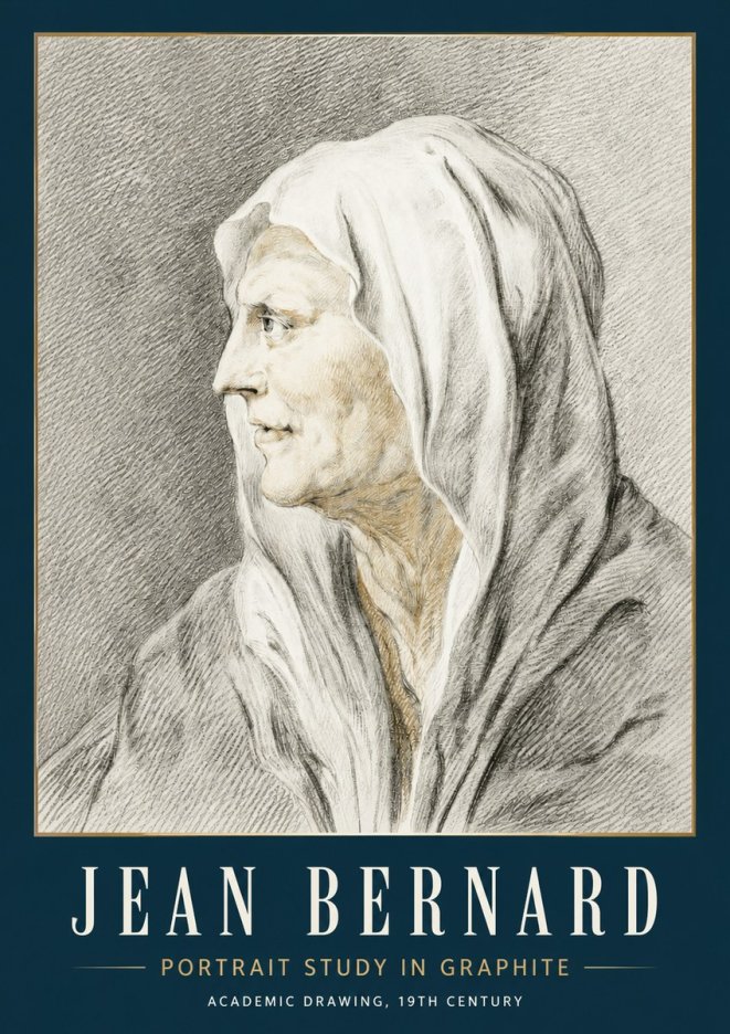 Jean Bernard Profile Study of a Hooded Figure No5 - Juliste