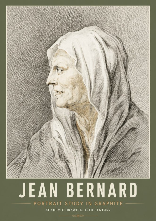 Jean Bernard Profile Study of a Hooded Figure No6 - Juliste