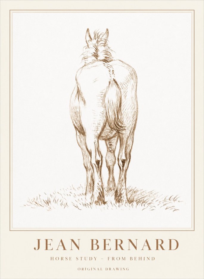 Jean Bernard Horse Study - from Behind No1 - Juliste