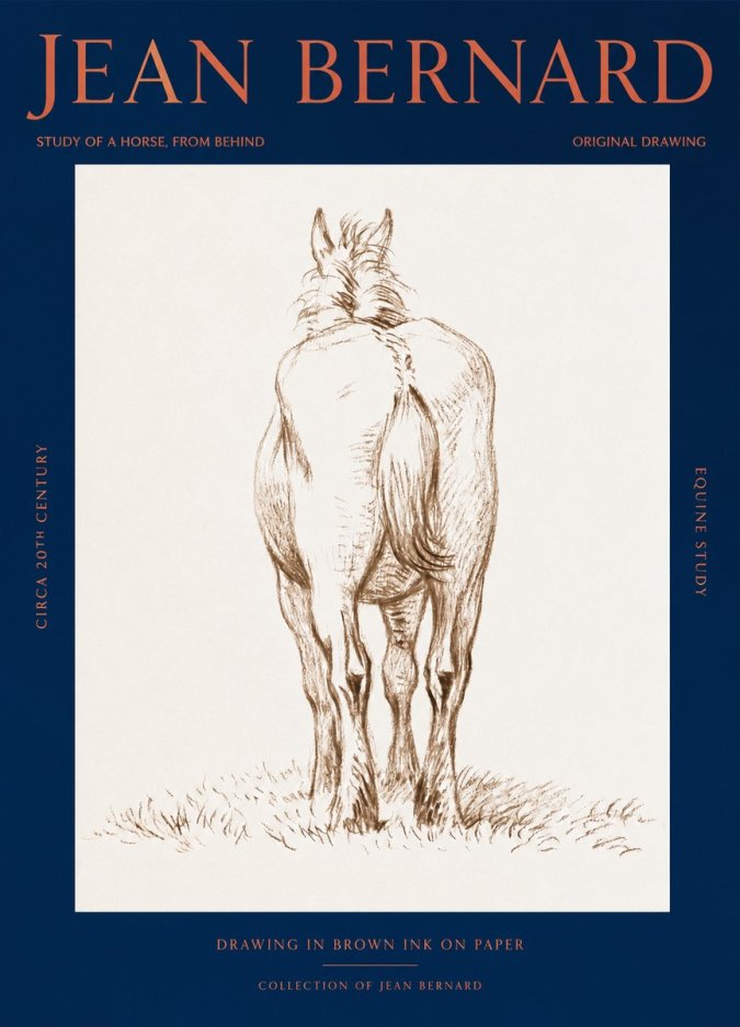 Jean Bernard Horse Study - from Behind No3 - Juliste