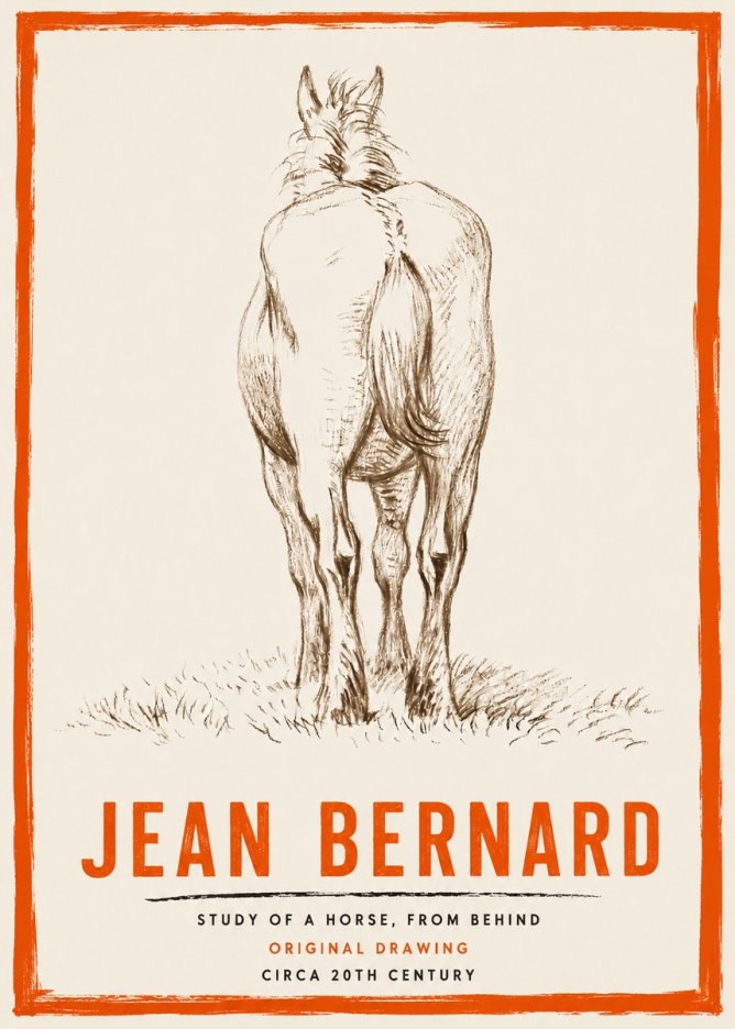 Jean Bernard Horse Study - from Behind No4 - Juliste