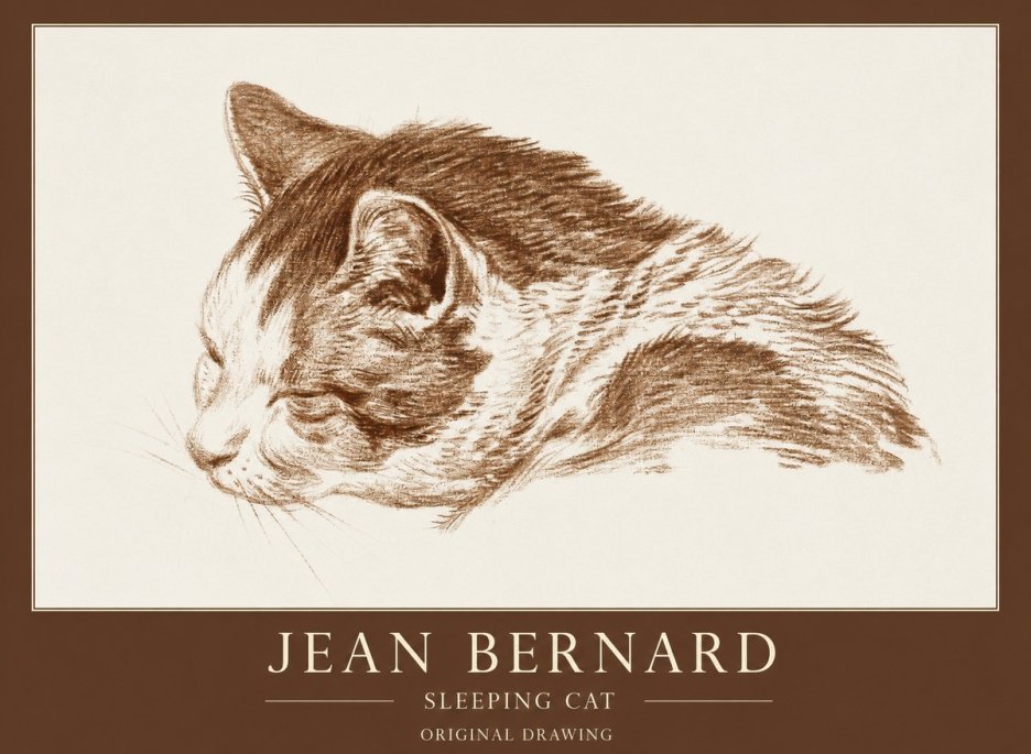 Jean Bernard Sleeping Cat II No1 - Juliste