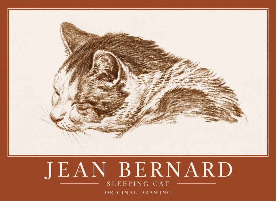 Jean Bernard Sleeping Cat II No4 - Juliste
