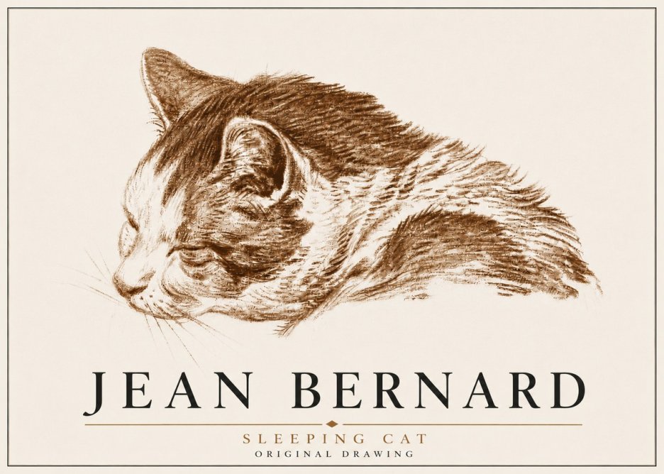 Jean Bernard Sleeping Cat II No6 - Juliste