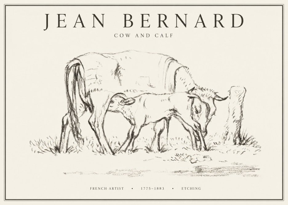 Jean Bernard Cow and Calf I No1 - Juliste