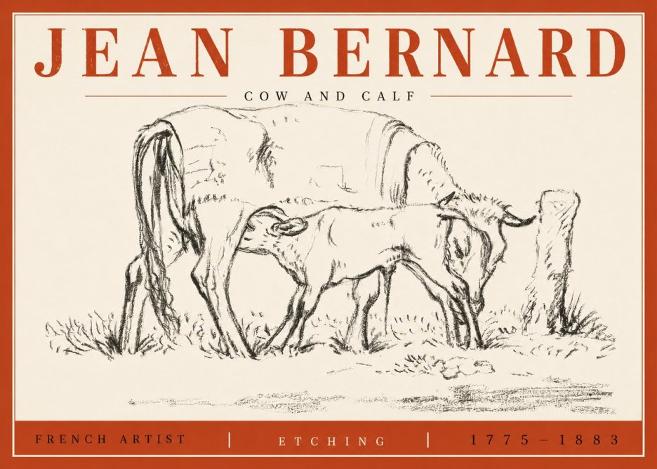 Jean Bernard Cow and Calf I No4 - Juliste