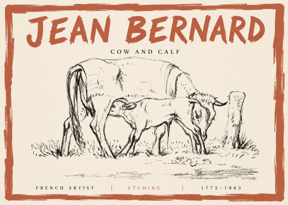 Jean Bernard Cow and Calf I No5 - Juliste