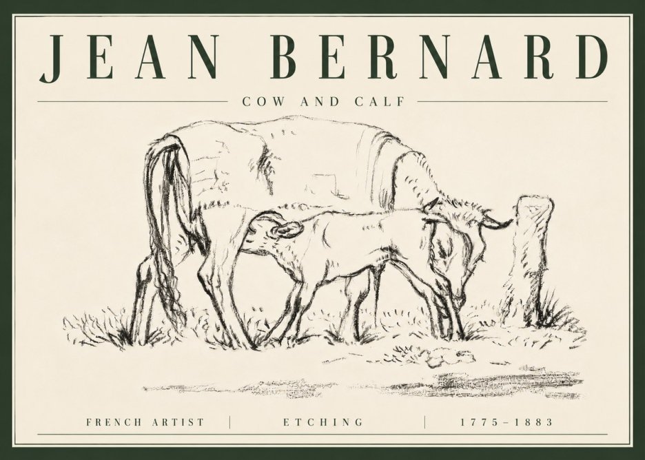 Jean Bernard Cow and Calf I No6 - Juliste