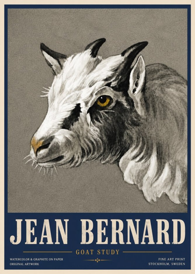 Jean Bernard Goat Study No6 - Juliste