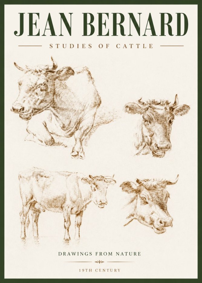 Jean Bernard Studies of Cattle II No2 - Juliste