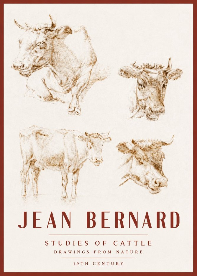 Jean Bernard Studies of Cattle II No3 - Juliste