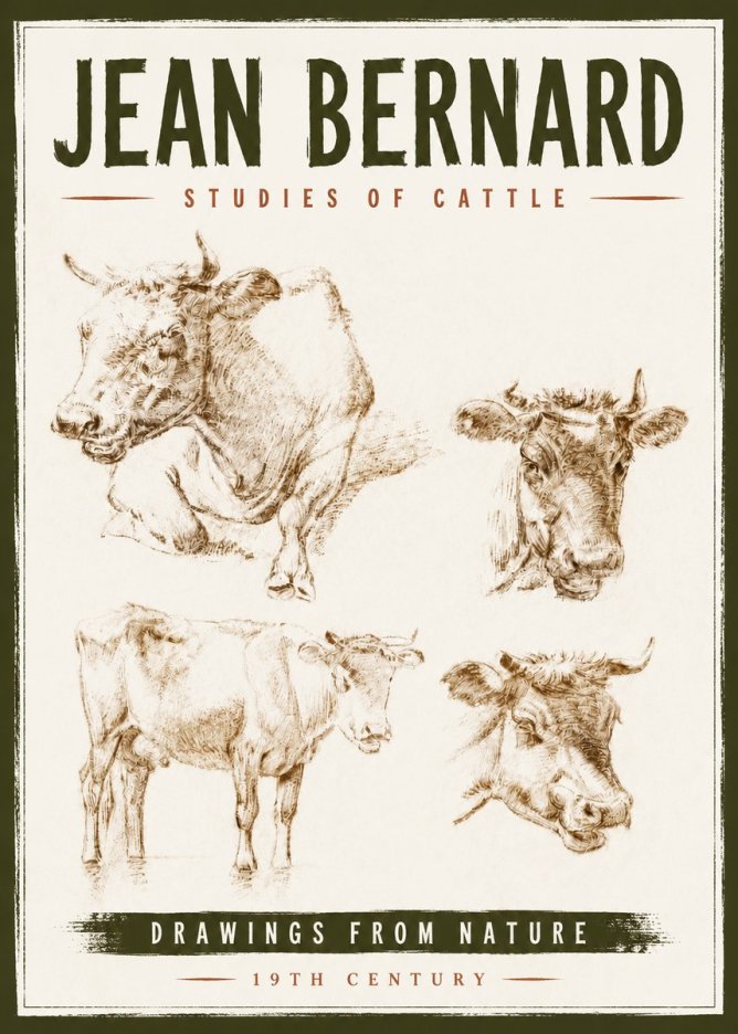 Jean Bernard Studies of Cattle II No6 - Juliste