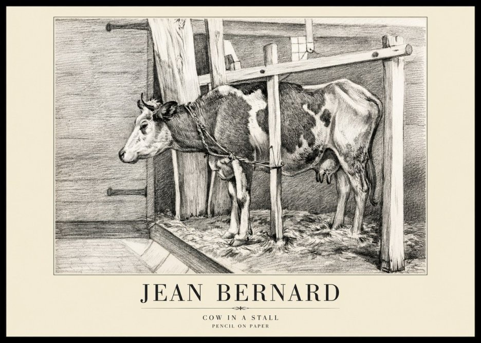 Jean Bernard Cow in a Stall No1 - Juliste