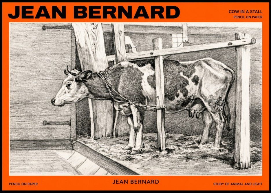Jean Bernard Cow in a Stall No2 - Juliste