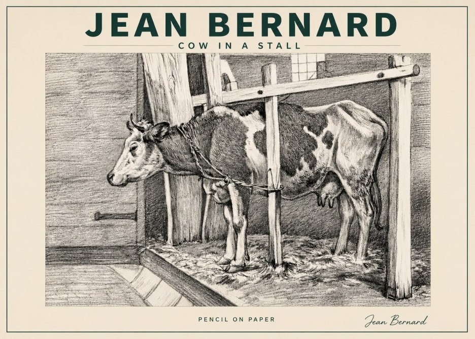 Jean Bernard Cow in a Stall No3 - Juliste
