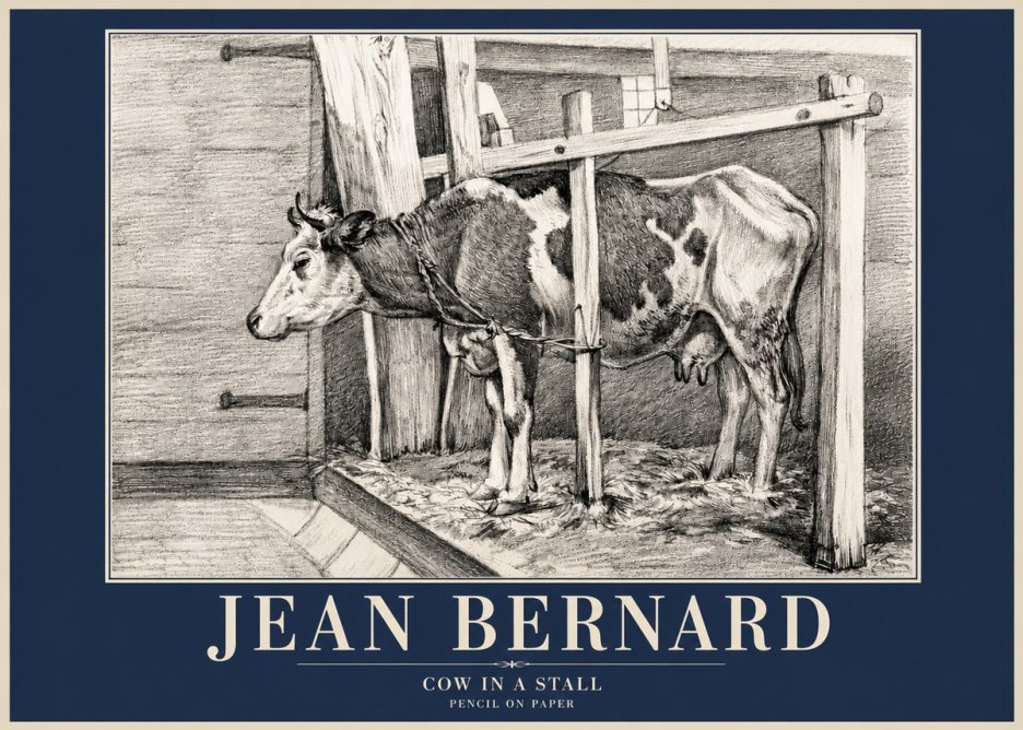 Jean Bernard Cow in a Stall No4 - Juliste