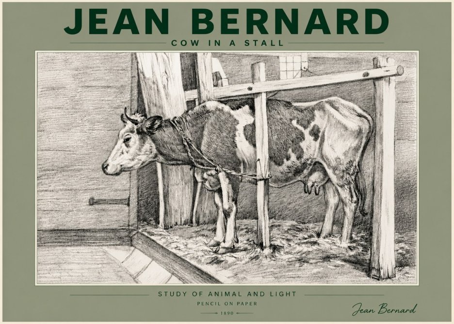 Jean Bernard Cow in a Stall No5 - Juliste