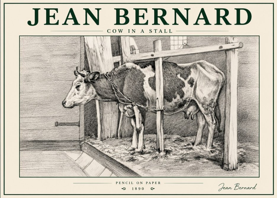 Jean Bernard Cow in a Stall No6 - Juliste