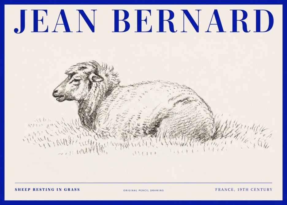 Jean Bernard Sheep Resting in Grass No2 - Juliste